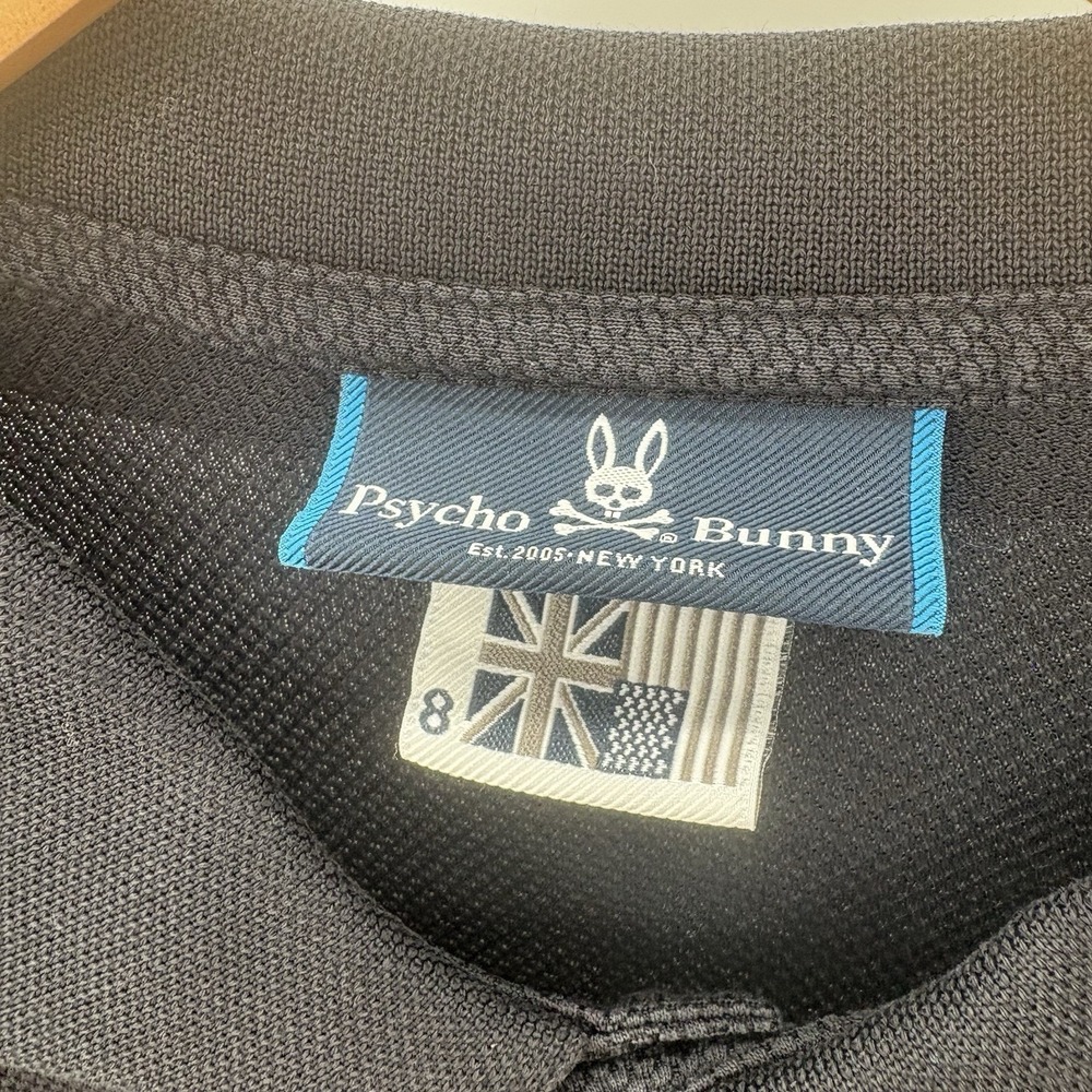 Psycho Bunny Men Polo Shirt Black Logo Embroidered Mesh Breathable Pima Size 8 - Picture 4 of 5